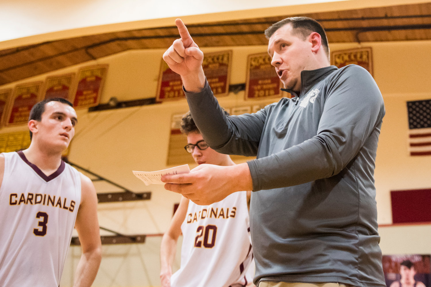 Winlock's coach Nick Bamer talks to players during a game against Hoquiam during the 2019-20 season. Bamer will take over as Tenino's athletic director in July.
