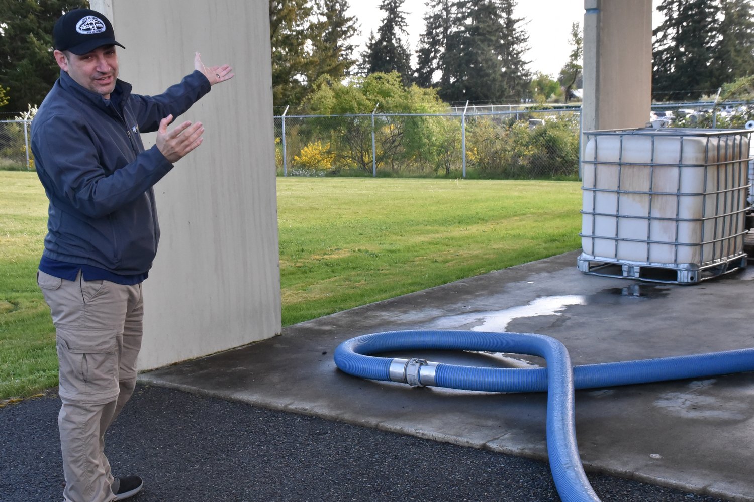 Yelm Public Works Director Cody Colt shows off where the new BioDyrer will go, an element of Yelm’s water reclamation facility that will be afforded by monies from the 2021 state supplemental capital budget.
