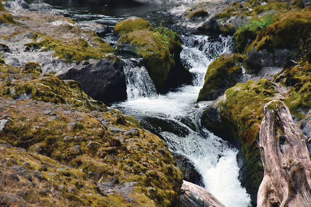 The water of the Deschutes River rushes toward the falls in this file photo.