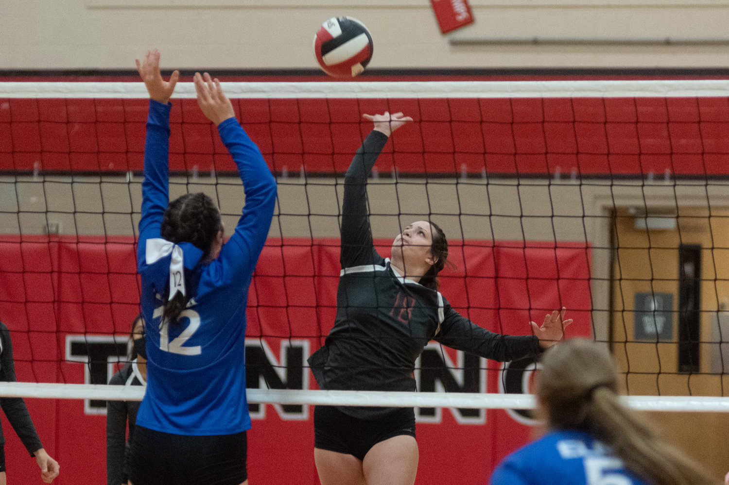 Tenino senior Brittany Maynard goes for a spike in the Beavers loss to Elma Sept. 30.
