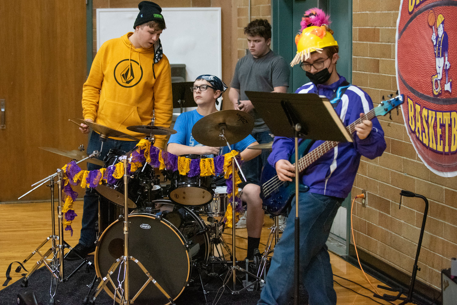 Onalaska's band plays during halftime of a game against Rainier on Jan. 20.
