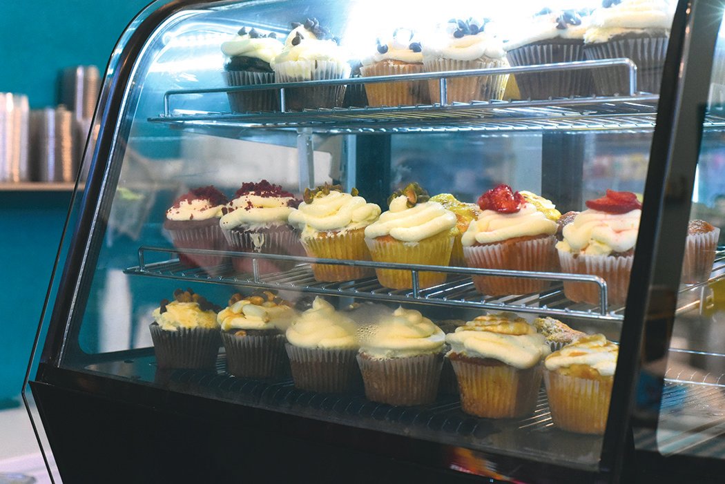 Cupcakes are on display at Gilham Mercantile & Bakery in McKenna.