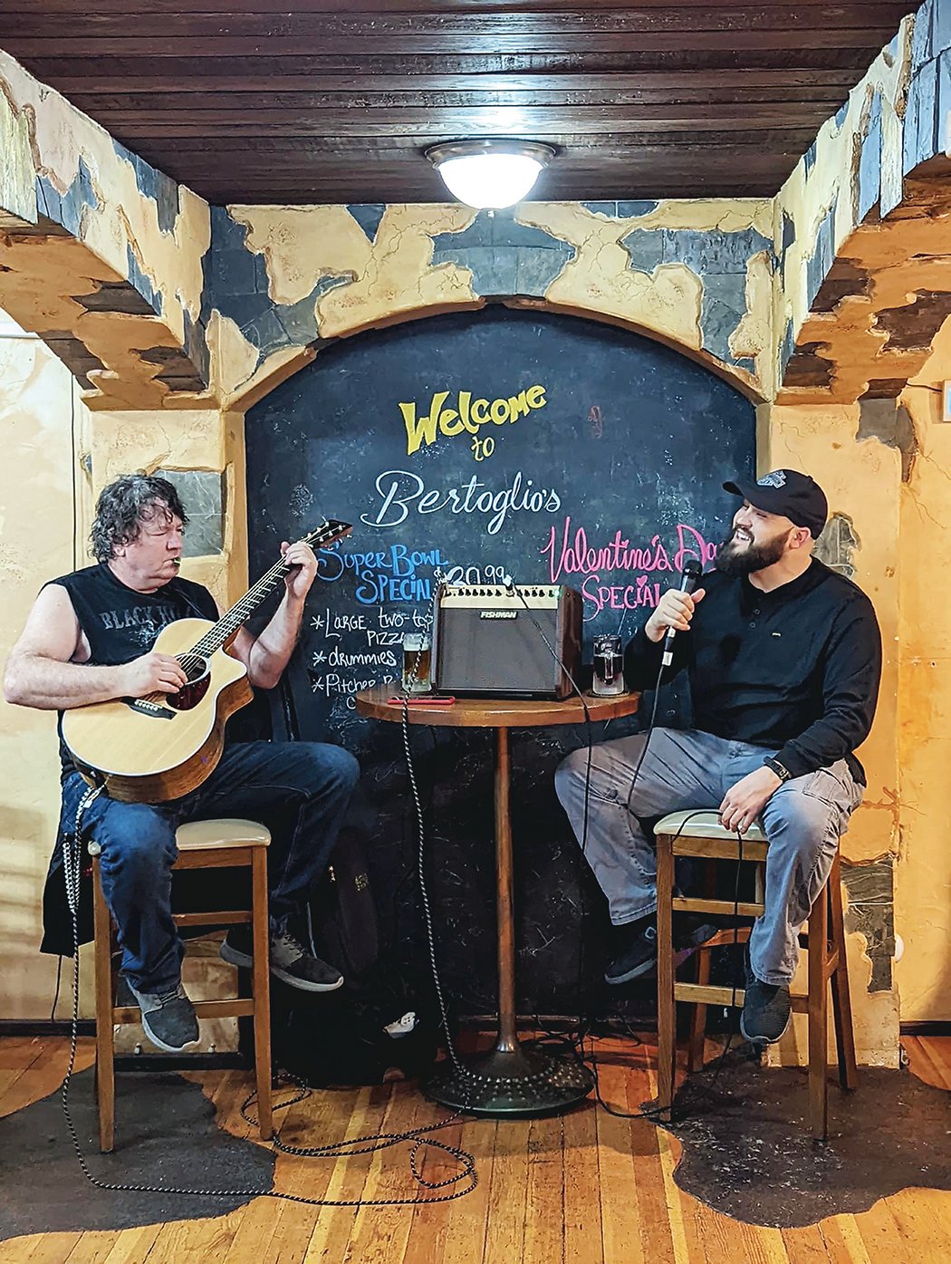 Hogue and Moore performed at Bertoglio’s Pizza for Open Mic Night and will be back to perform on Feb. 23.