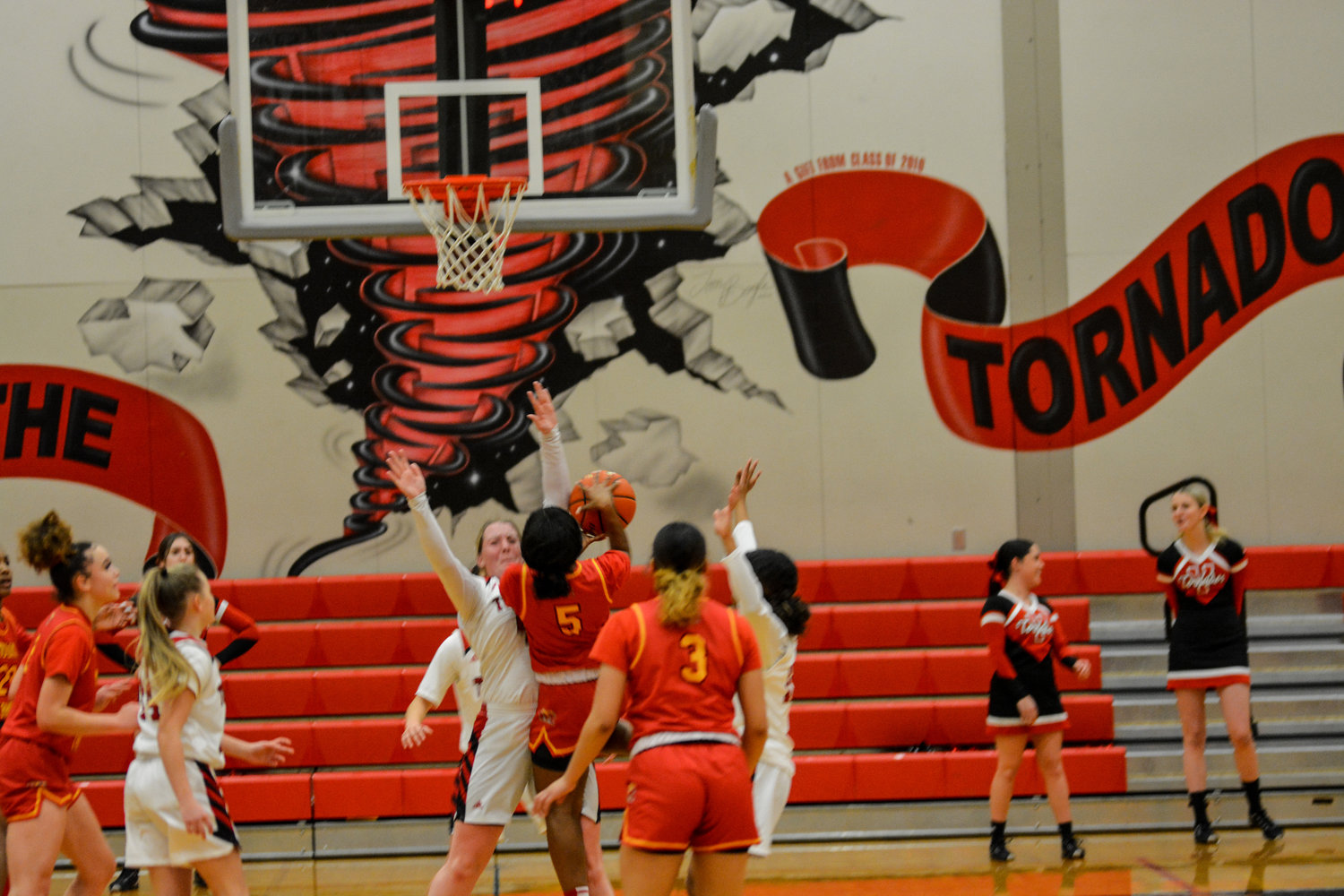 Yelm defenders block Mount Tahoma on a game on Feb. 11.