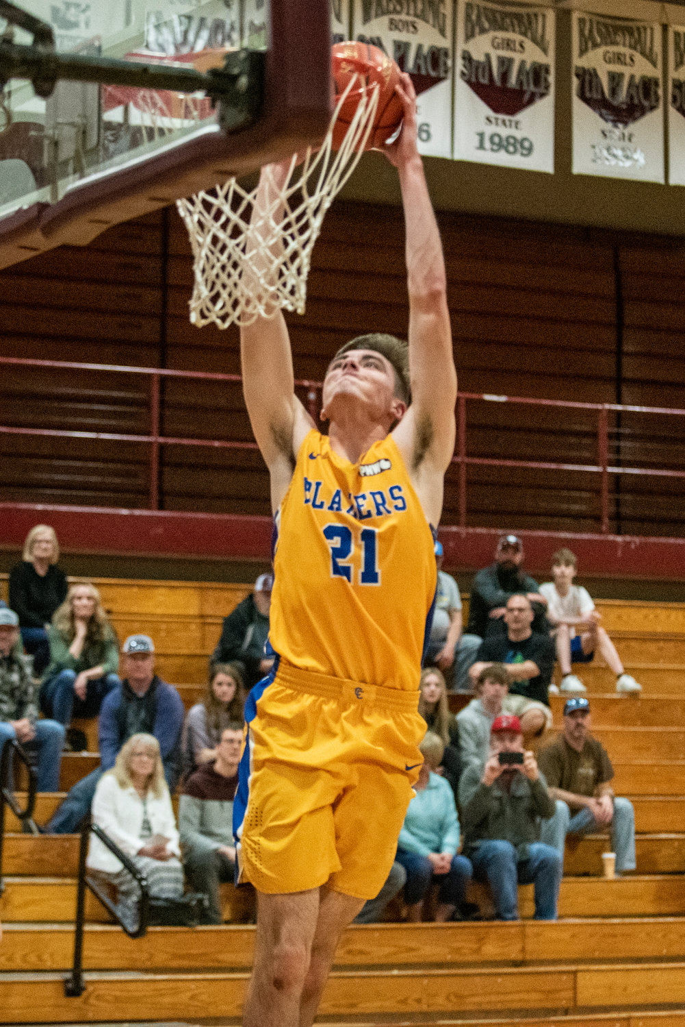 Centralia's Landon Kaut leaps for a two-handed jam during the SWW Senior All-Star Game on March 26.