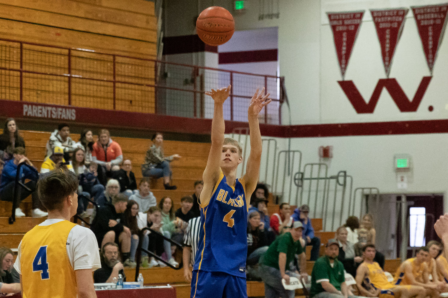 W.F. West guard Evan Tornow rises for a 3-pointer at the SWW Senior All-Star Game March 26 at W.F. West.