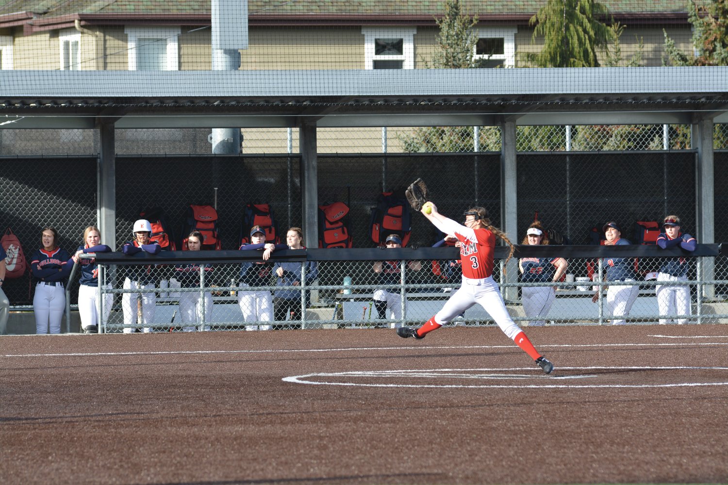 Pitcher Madisyn Erickson delivers a pitch against Ellensburg on Friday, March 25 at Bellevue College.