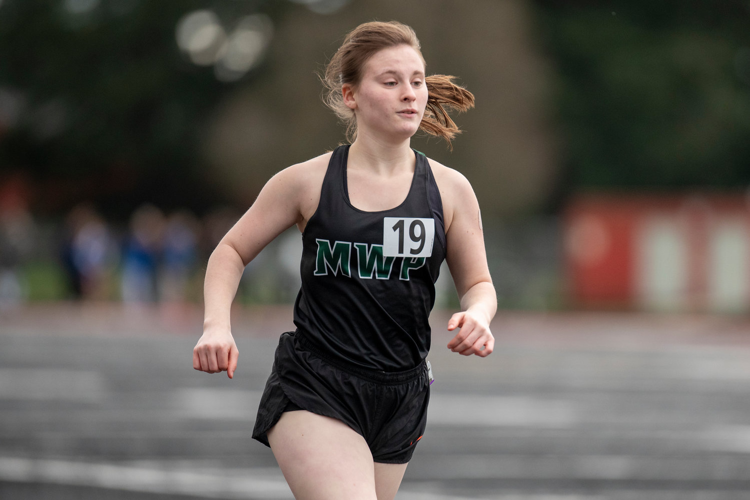 Morton-White Pass' Ayricka Hughes races in the girls 3200-meter run during a meet in Tenino on March 29.