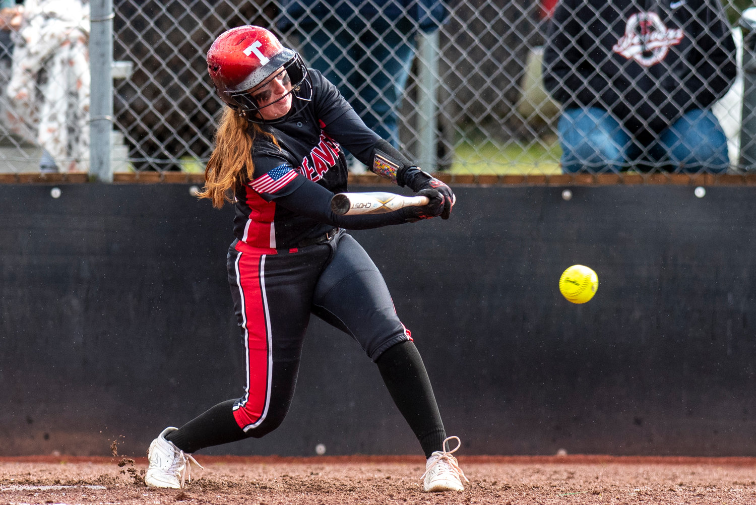 Tenino senior Abby Severse connects on an Elma pitch during a home game on April 22.