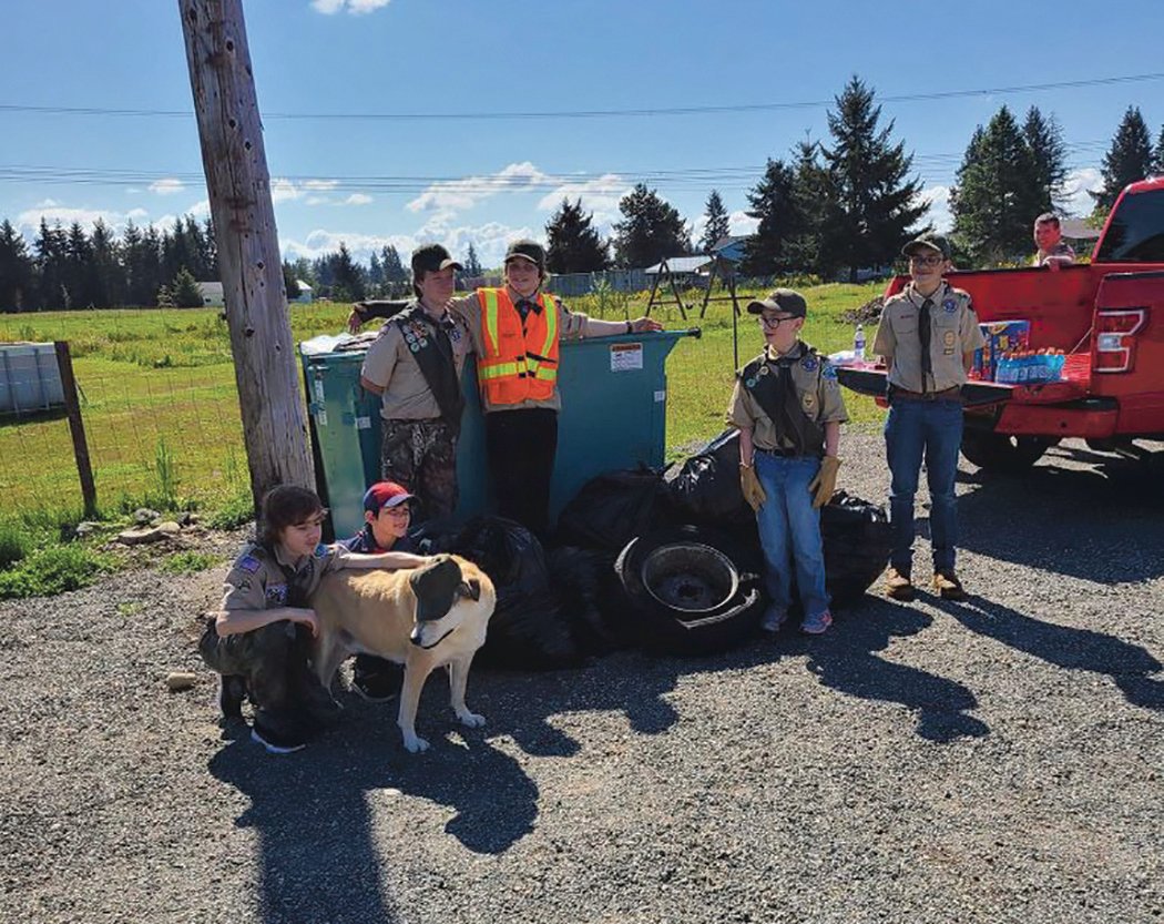 Yelm Boy Scouts Troop 164 helped clean up trash during Pretty City Day.