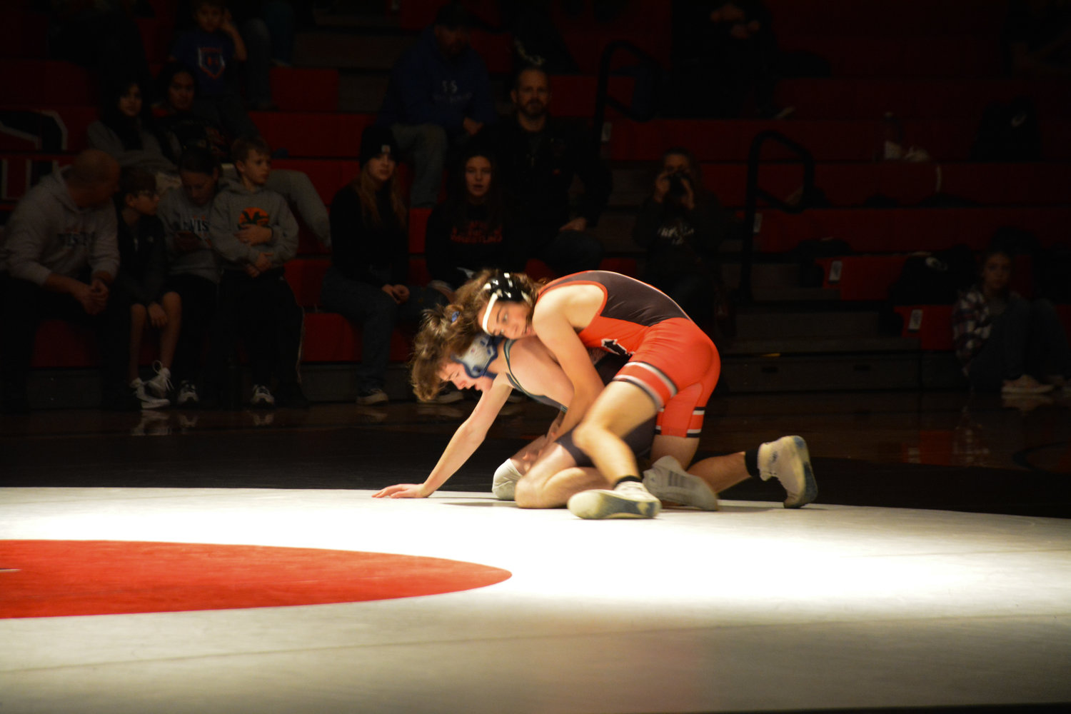 Freshman Wesley Thompson competes in a match on Thursday, Dec. 15 against Peninsula.