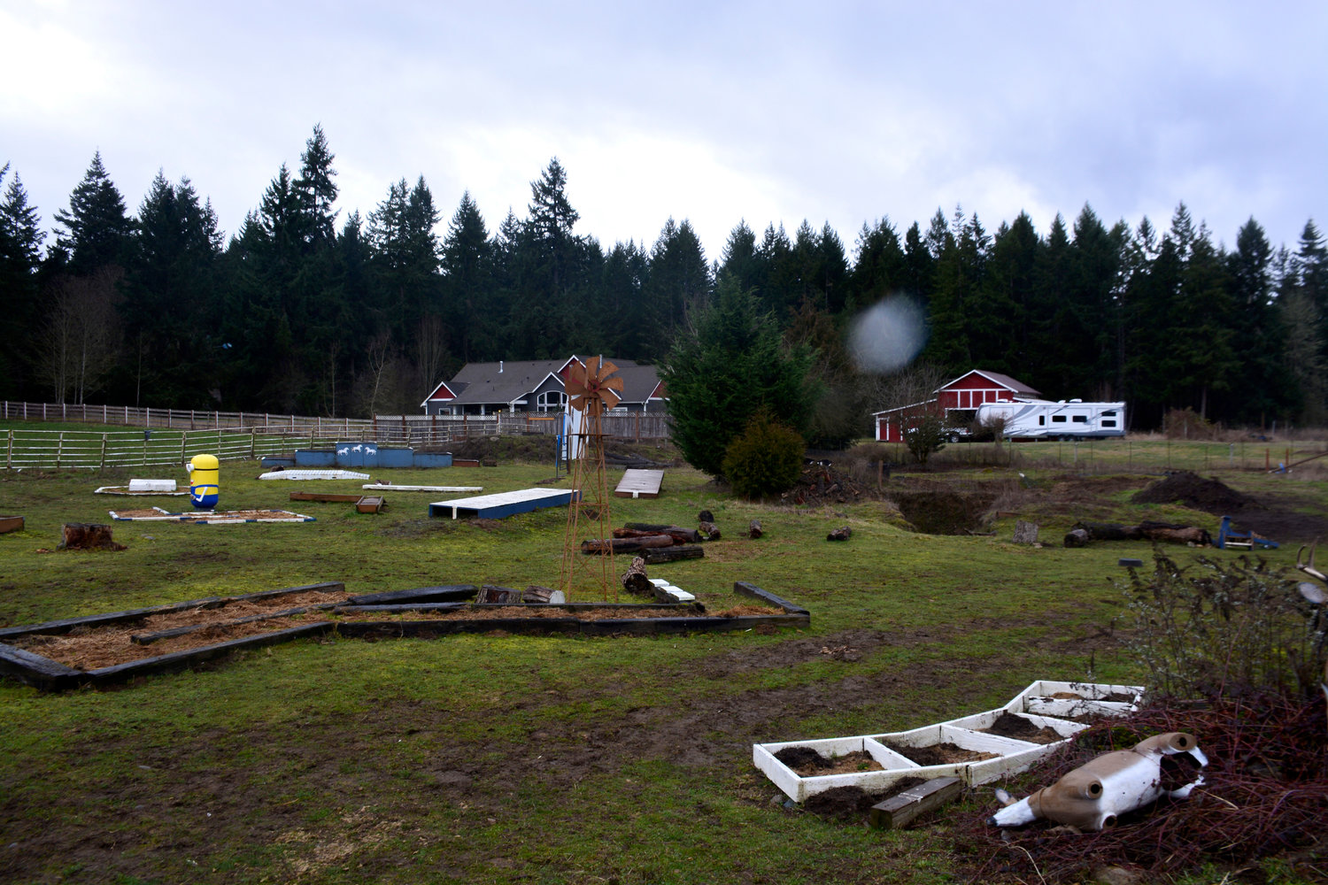 An obstacle course for horses and veterans sits on the Hope for Heroes property in Yelm.