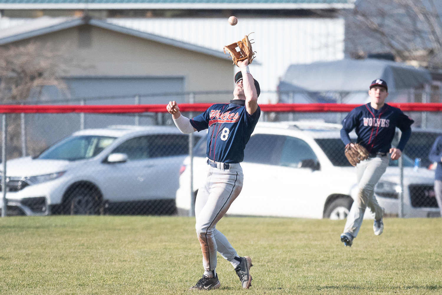 Braiden Bond caatches a pop-up during Black Hills' 7-4 loss at Tenino on March 14.
