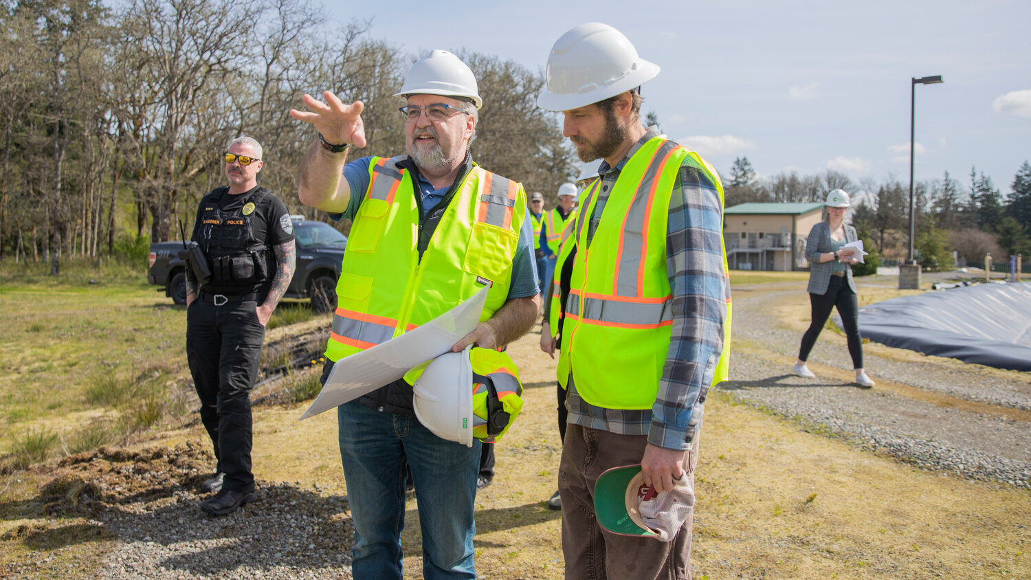 Perry Shea, with Dragonwheel Investment Group Inc. talks about what construction may look like at an agricultural park along Old Highway 99 SE in Tenino on Thursday, April 27, 2023.