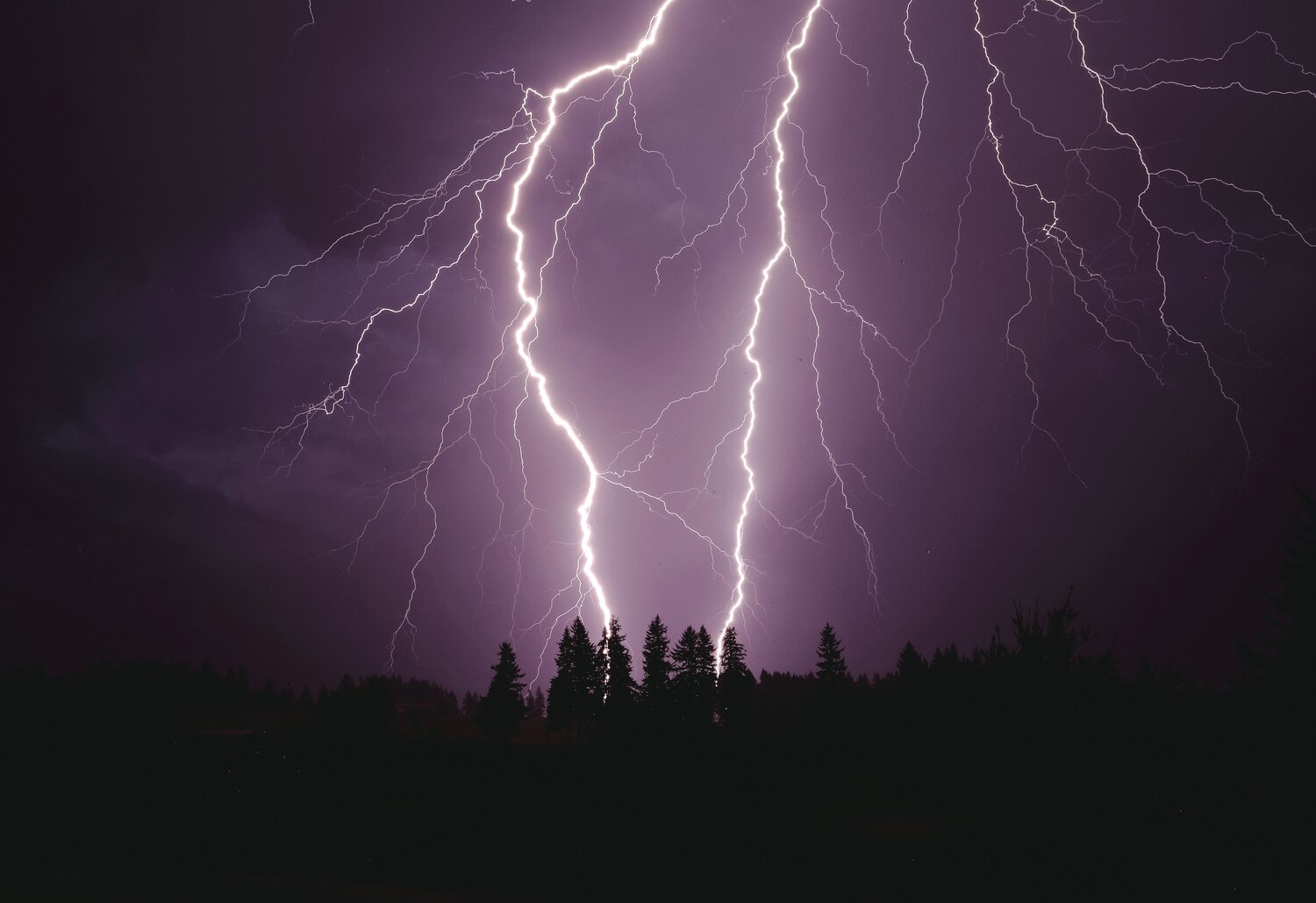Shelley Mauss Sprouffske captured this photo of lightning over her Christmas tree farm in Rainier on Monday, May 15.