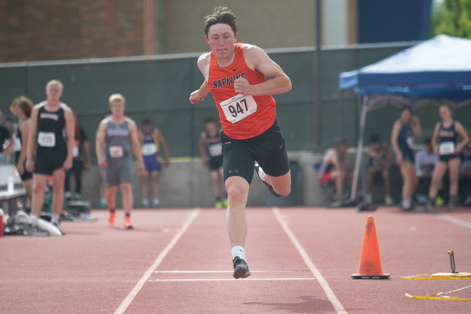 Napavine's Colin Shields takes his first big step during the triple jump finals at the 2B state championships at Zaepfel Stadium in Yakima on May 25.