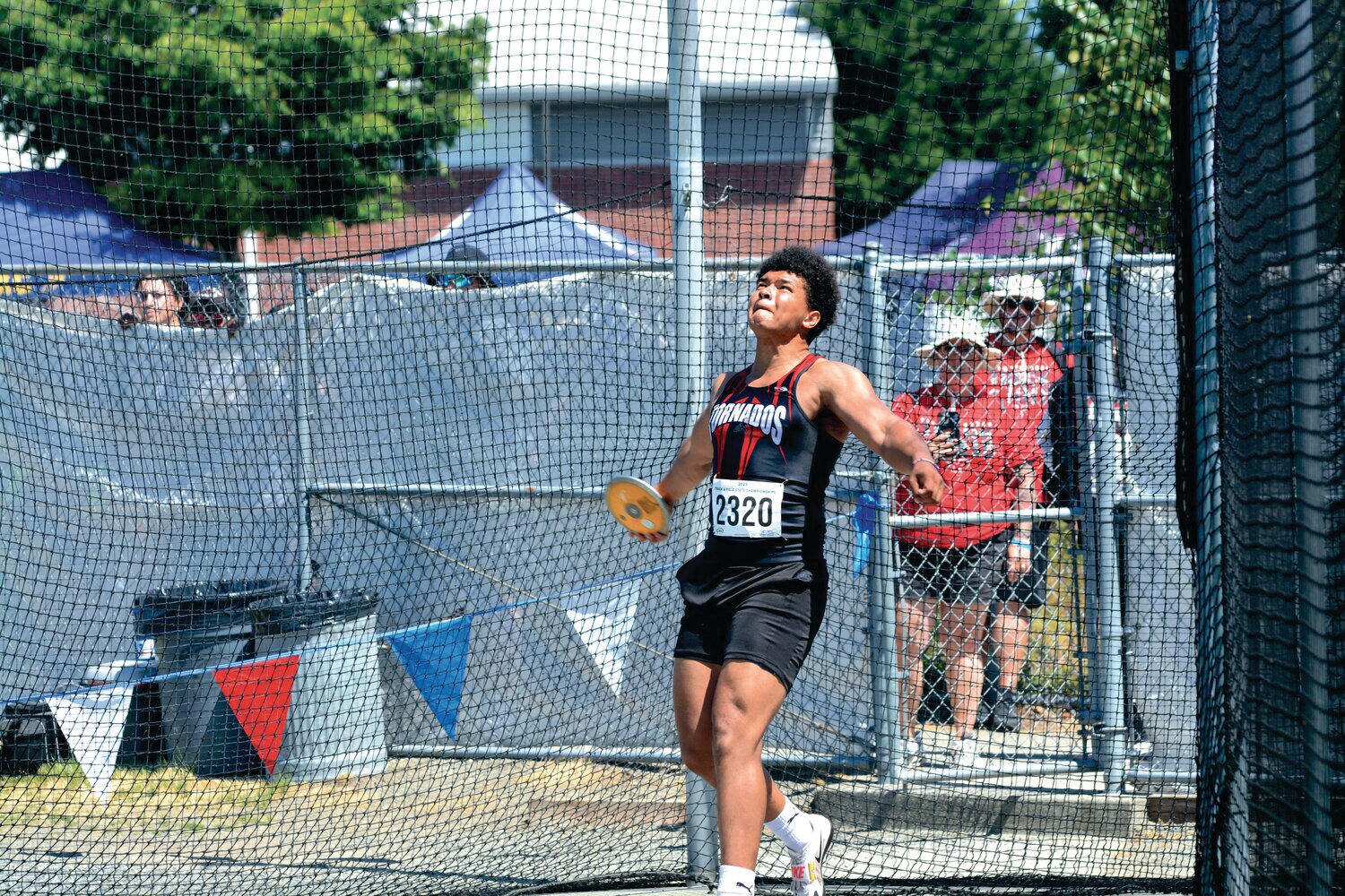 3A state champion Isaiah Patterson launches a championship throw of 177 feet and 4 inches on Friday, May 26.