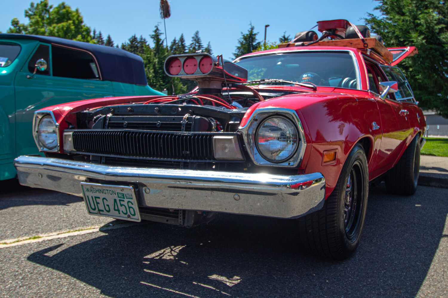 Patrick Nerney's 1976 Ford Pinto Wagon sits on display at the Yelm High School car show on Sunday, June 4.