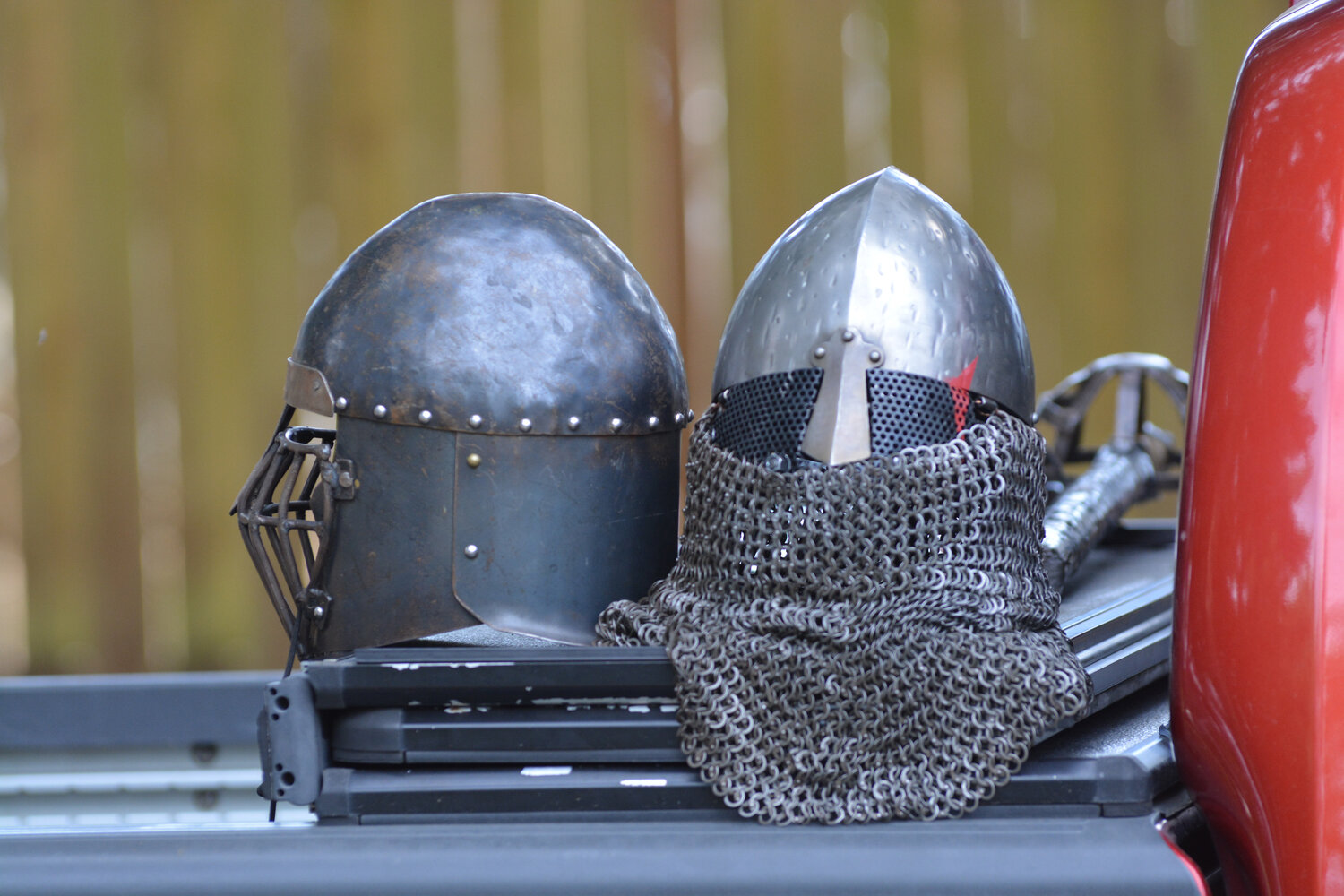 Knight armor sits on stand-by at the Norse West Viking Festival on Sept. 10.
