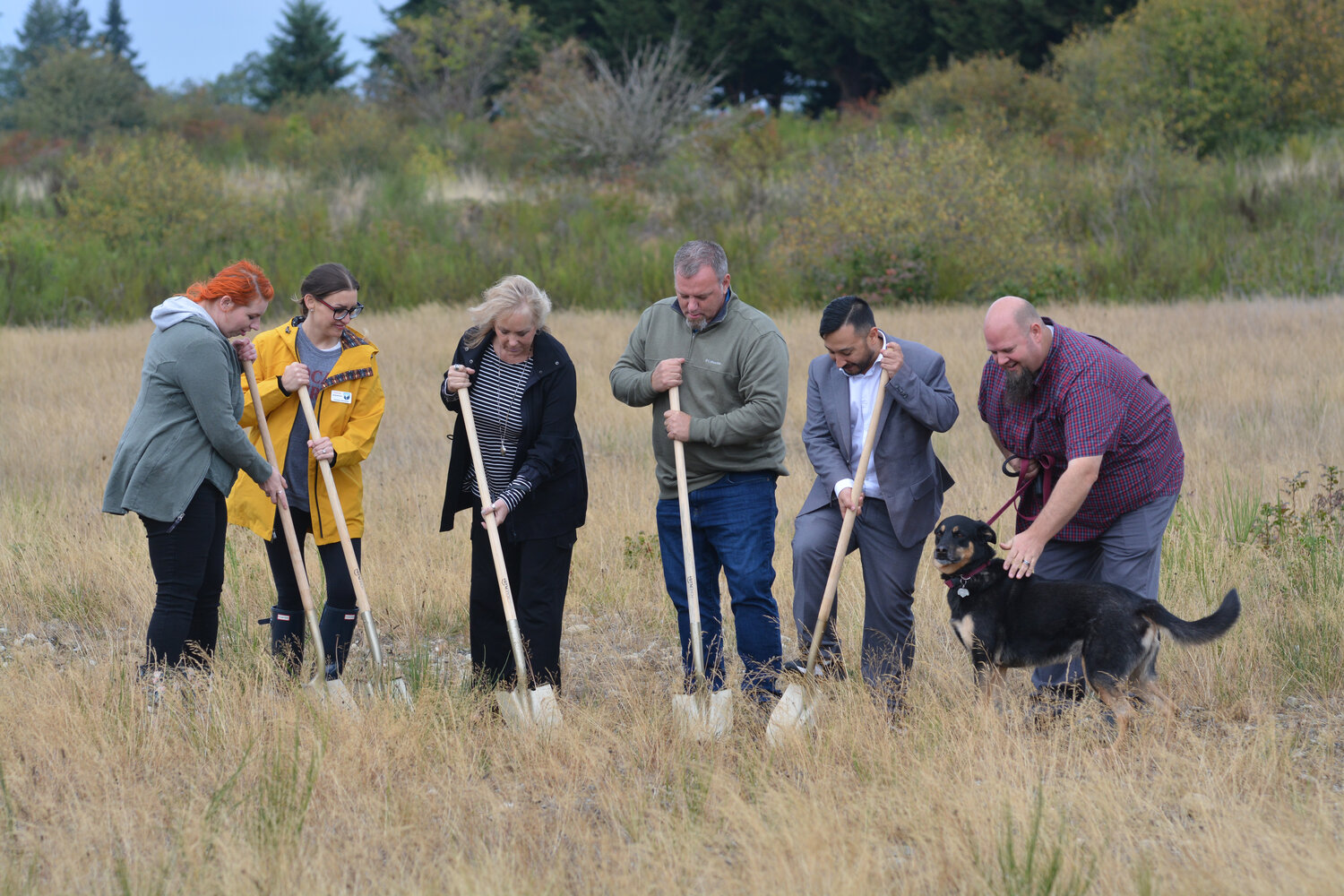 Representatives from the City of Yelm broke ground at the incoming dog park on Sept. 25.