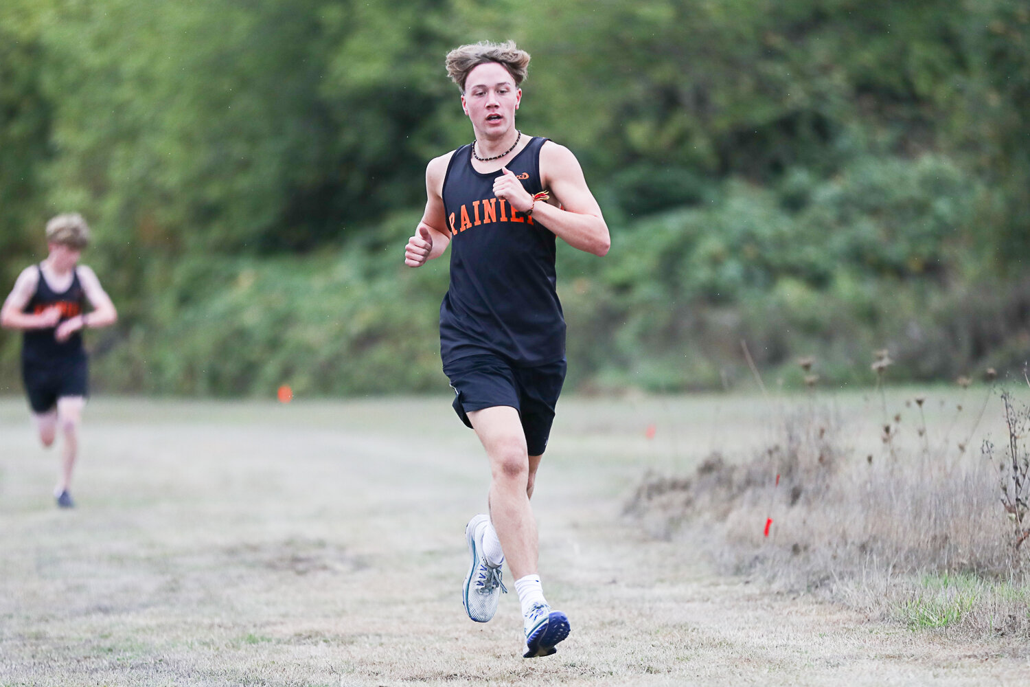 Rainier's James Meldrum takes on the course at Adna during a Central 2B meet on Sept. 28. Meldrum won the boys' race with a time of 14:24.67.