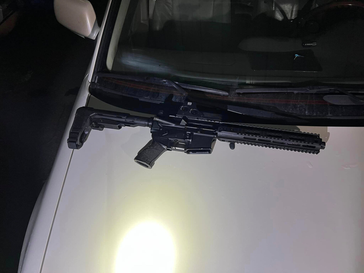 The suspect was armed with an AR-15, pictured here, as well as a holstered handgun and additional magazines.