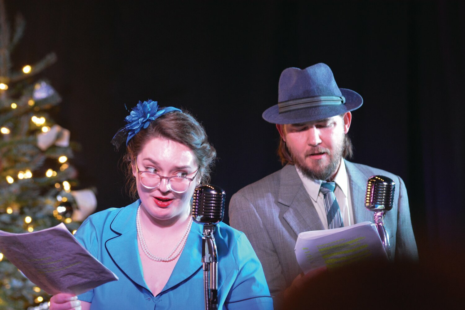 Wes Williams and Kamylle Springer perform a scene of “It’s a Wonderful Life” on Dec. 10 at Yelm’s Outpost Church.